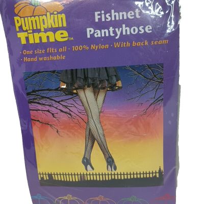 Black Seamed Fish Net Pantyhose One Size Fits Most New